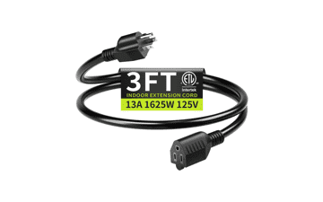 3FT Short Extension Cord - Indoor Use