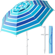 8FT Beach Umbrella with Sand Anchor - UPF50+ & Wind Resistant