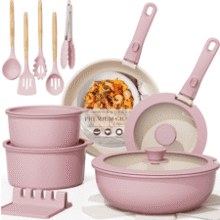 Astercook 21-Piece Nonstick Cookware Set | Space Saving & Oven Safe