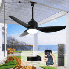 Depuley 42" Outdoor Ceiling Fan with Light - Black, Waterproof, Remote & App Control