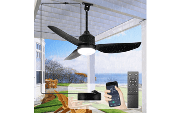 Depuley 42" Outdoor Ceiling Fan with Light - Black, Waterproof, Remote & App Control