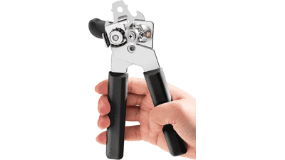 Easy Grip Manual Can Opener - Smooth Edge & Bottle Opener
