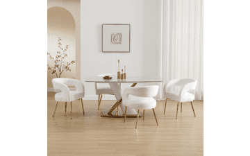 Velvet Dining Chairs Set of 4 with Gold Legs