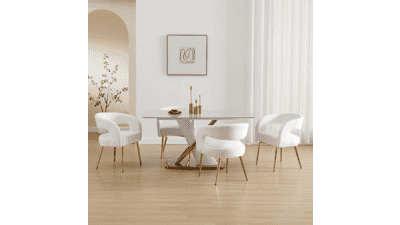 Velvet Dining Chairs Set of 4 with Gold Legs