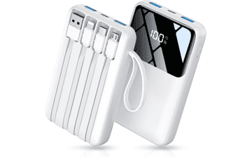 15000mAh Portable Charger with Built-in Cables