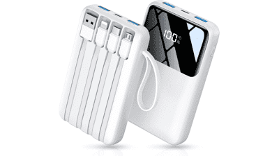 15000mAh Portable Charger with Built-in Cables