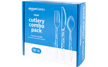192-Piece Clear Cutlery Set - Amazon Basics