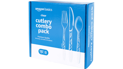 192-Piece Clear Cutlery Set - Amazon Basics