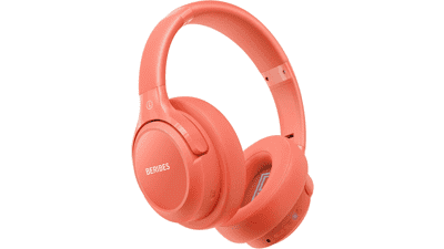 BERIBES Bluetooth Headphones: 65H Playtime, HiFi Sound - Orange Red