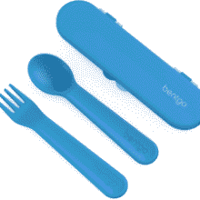Bentgo Kids Utensil Set - Blue - Reusable Fork & Spoon with Case