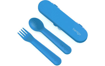Bentgo Kids Utensil Set - Blue - Reusable Fork & Spoon with Case