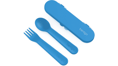 Bentgo Kids Utensil Set - Blue - Reusable Fork & Spoon with Case