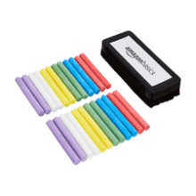 Dustless Chalk with Eraser - 24 Count Assorted Colors