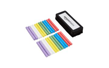 Dustless Chalk with Eraser - 24 Count Assorted Colors