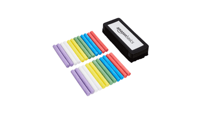 Dustless Chalk with Eraser - 24 Count Assorted Colors