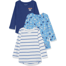 Girls' Long-Sleeve Tunic T-Shirts - 3 Pack