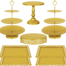 Gold Cake Stand Set - 8 Pcs Metal Dessert Display for Parties