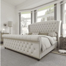 King Size Chenille Sleigh Bed Frame