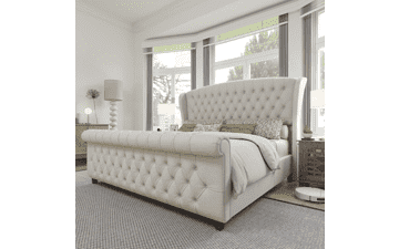 King Size Chenille Sleigh Bed Frame