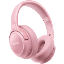 Pink Bluetooth Headphones: 65H Playtime, HiFi Stereo, Deep Bass