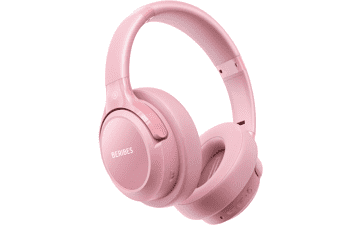 Pink Bluetooth Headphones: 65H Playtime, HiFi Stereo, Deep Bass