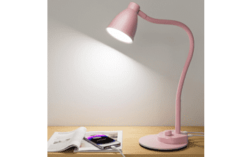 Pink Desk Lamp with USB Charging Port
