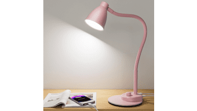 Pink Desk Lamp with USB Charging Port