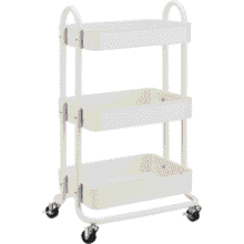 Rolling Kitchen Cart - 3 Tier Utility Storage - White