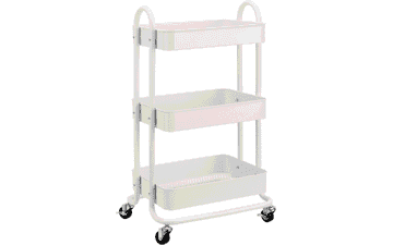 Rolling Kitchen Cart - 3 Tier Utility Storage - White