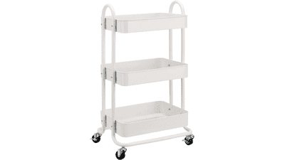 Rolling Kitchen Cart - 3 Tier Utility Storage - White