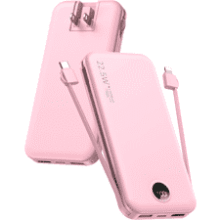 12000mAh Portable Charger with Built-in Cables - Pink