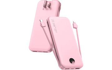 12000mAh Portable Charger with Built-in Cables - Pink