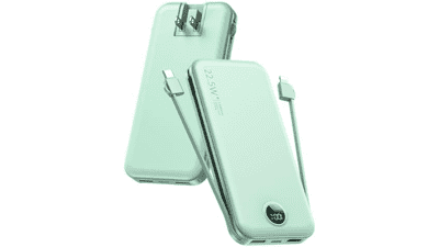 12000mAh Portable Power Bank with Built-in Cables