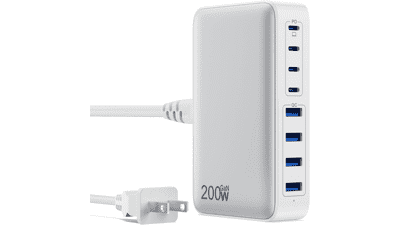 200W USB C Charger: 8-Port GaN Fast Charging Hub