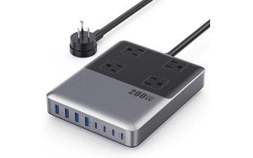 200W USB C Charging Station: Power Strip with GaN IV Tech