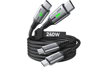 240W USB C to C Cable 2-Pack - Fast Charging for iPhone, Samsung, MacBook