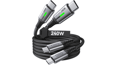 240W USB C to C Cable 2-Pack - Fast Charging for iPhone, Samsung, MacBook