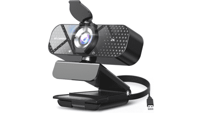 2K HD Webcam: Wide Angle, Noise Canceling, Privacy Cover