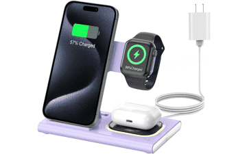 3-in-1 Foldable Wireless Charging Station for Apple (Purple)