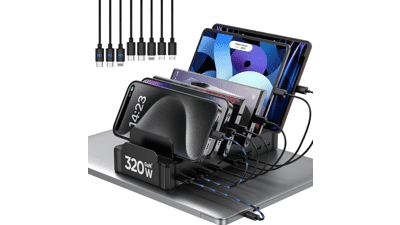 320W 10-Port USB Charging Station for Multiple Devices