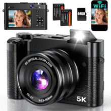 64MP 5K Digital Camera with 6X Zoom & WiFi