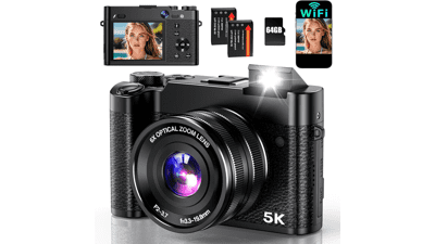 64MP 5K Digital Camera with 6X Zoom & WiFi