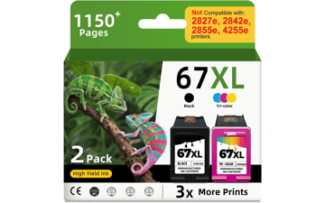67XL Ink Cartridges - High Yield Replacement for HP Printers