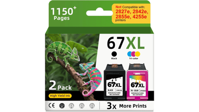 67XL Ink Cartridges - High Yield Replacement for HP Printers