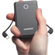 Alongza 6000mAh Portable Charger with Built-in Cable