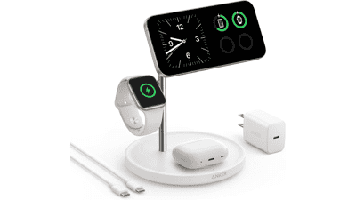 Anker MagGo 3-in-1 Charging Station: Fast Wireless Charger for iPhone, Apple Watch, AirPods