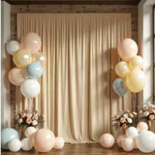 Beige Backdrop Curtain 10ft x 8ft - Wrinkle Free for Parties & Photography