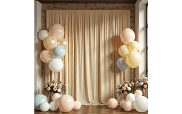 Beige Backdrop Curtain 10ft x 8ft - Wrinkle Free for Parties & Photography
