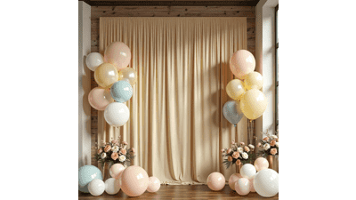 Beige Backdrop Curtain 10ft x 8ft - Wrinkle Free for Parties & Photography