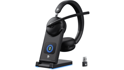 Bluetooth Headset with Mic - 65H Battery, Noise Cancelling